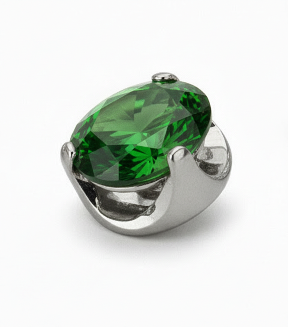 Crown natural zirconia jewel, for lobe piercing, upper lobes, conch.