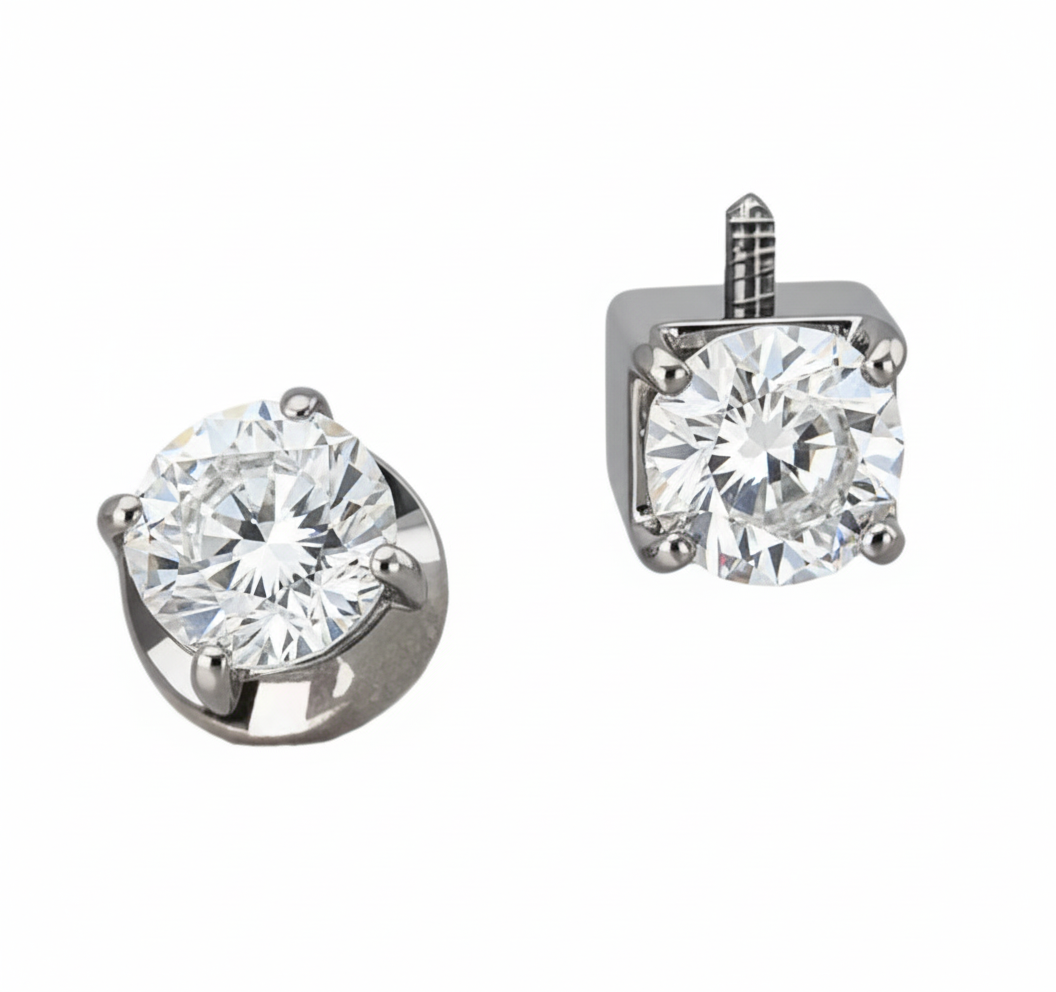 Crown natural zirconia jewel, for lobe piercing, upper lobes, conch.