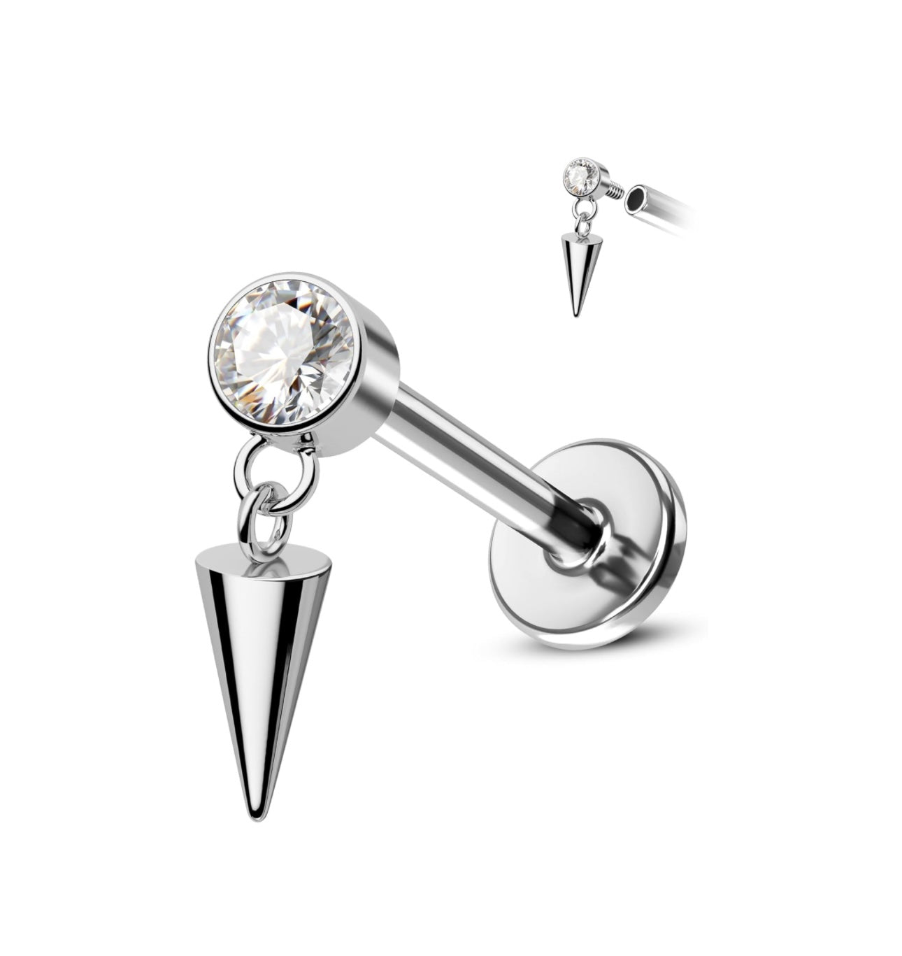 Disc cabochon pendal spike