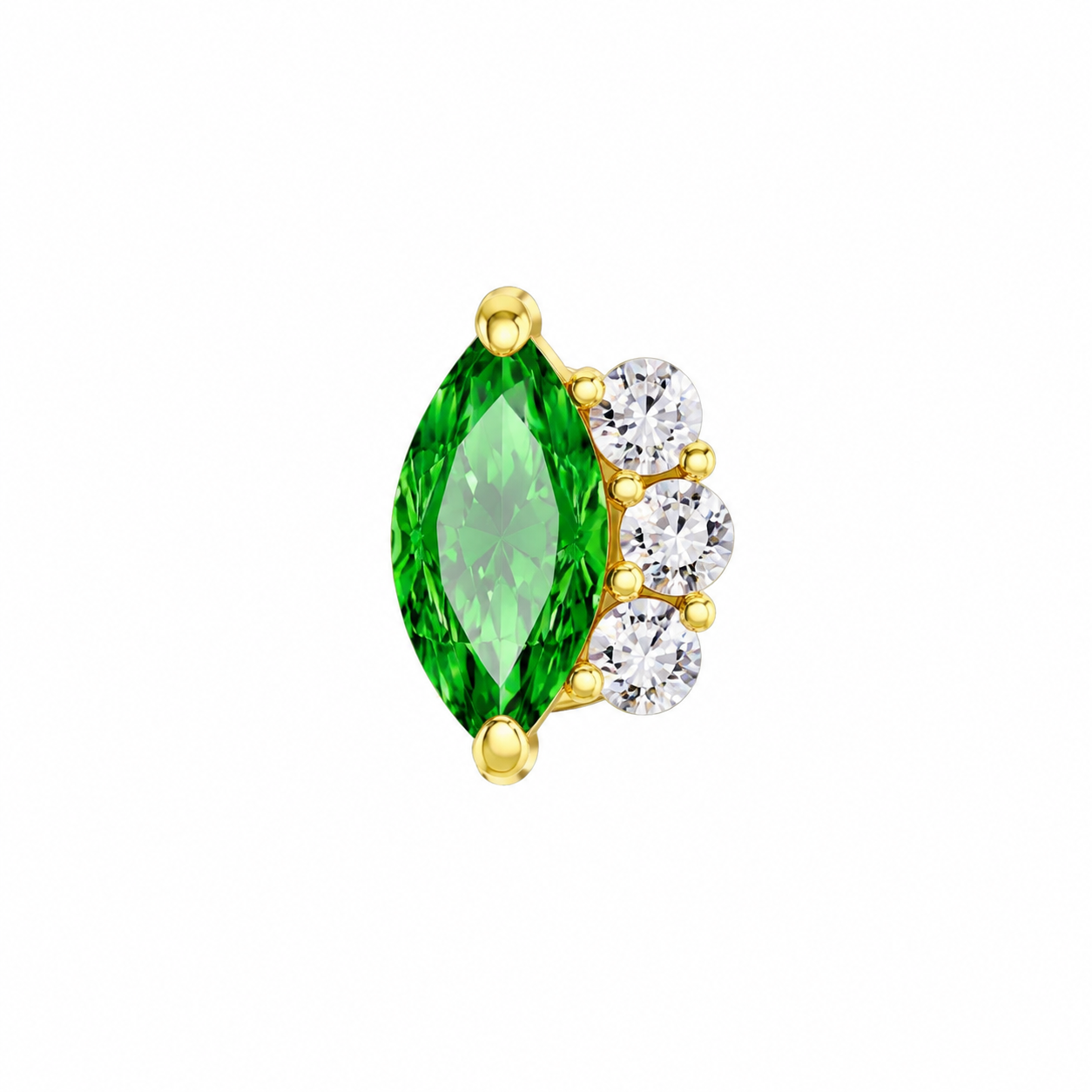 Oval with three zircons-pvd