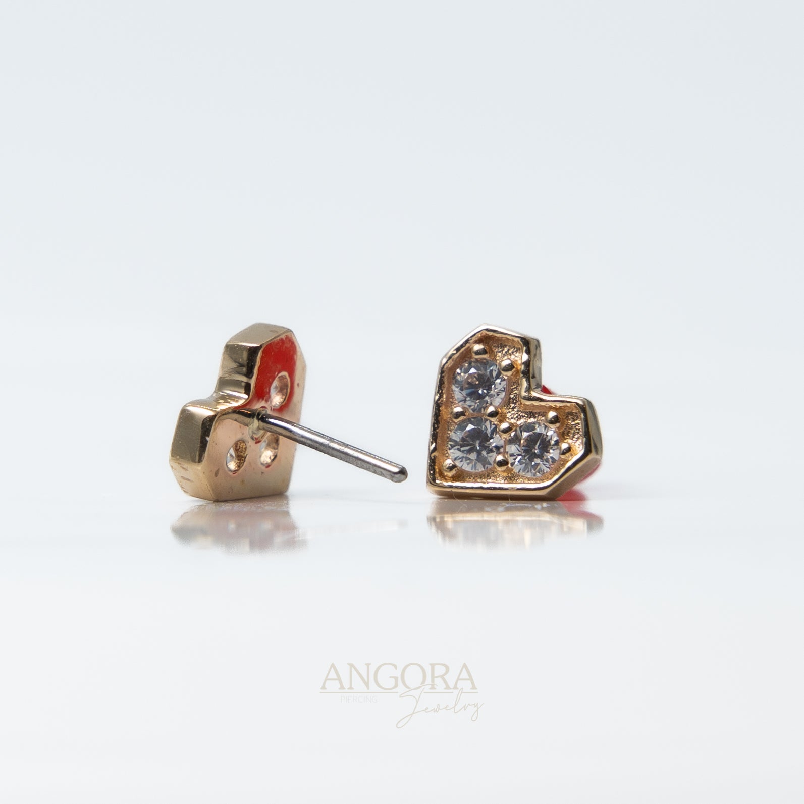 Little Summer Heart Piercing Jewelry, 14k Solid Gold Push Pin