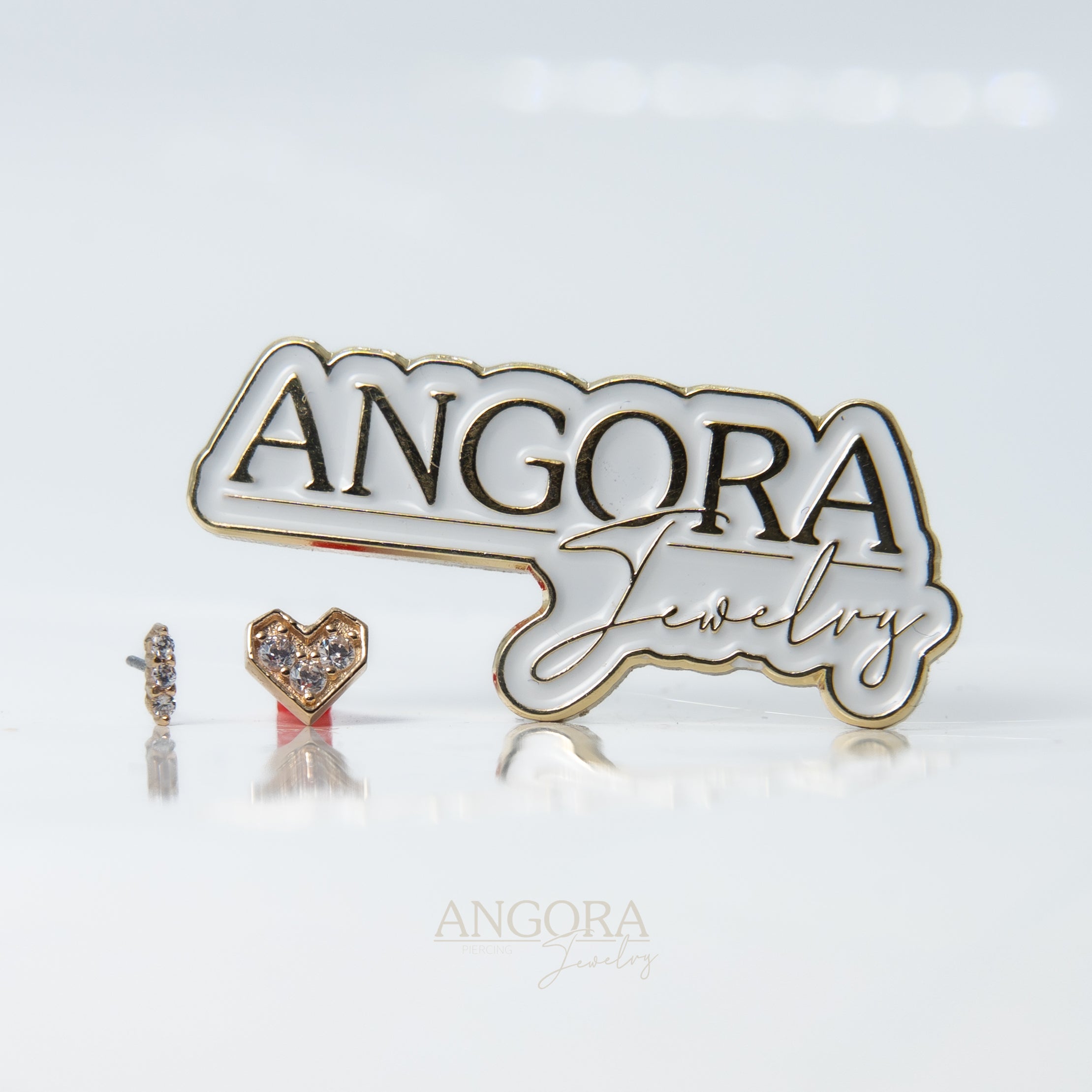 Little Summer Heart Piercing Jewelry, 14k Solid Gold Push Pin