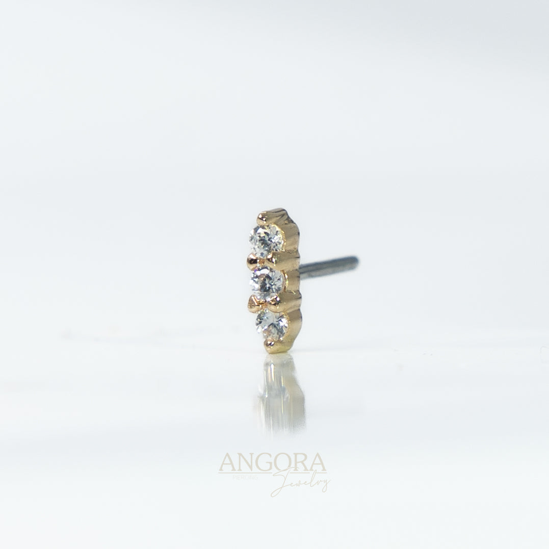 Sweet Sand Piercing Jewelry, Little Summer Push Pin solid gold 14k