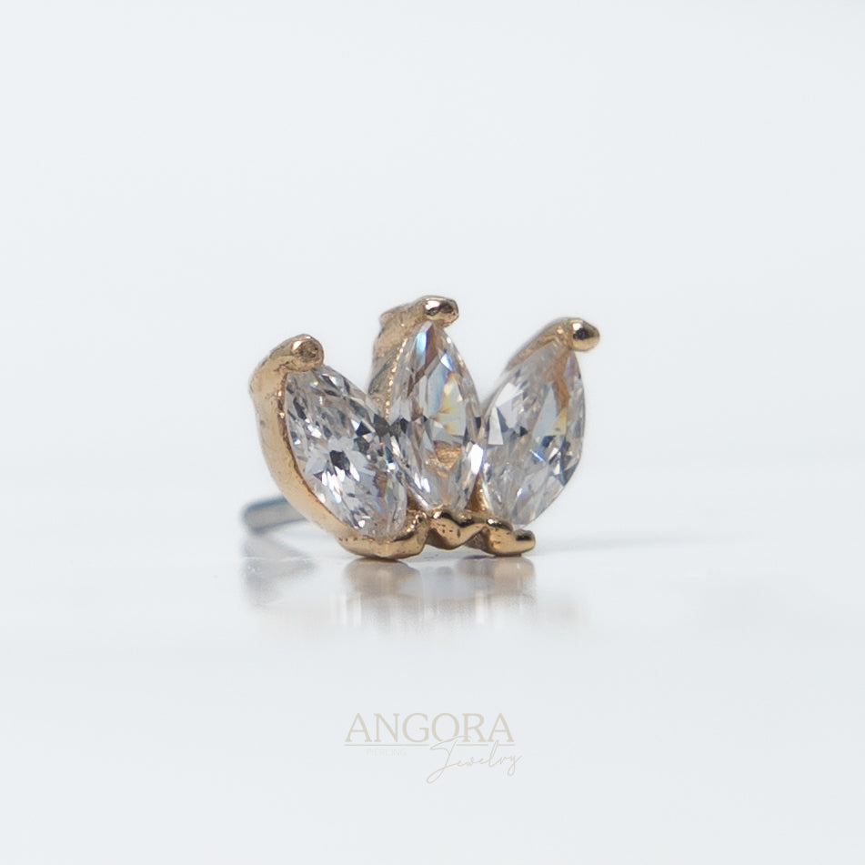 Sea Wave Piercing Jewelry, Little Summer Push Pin solid gold 14k