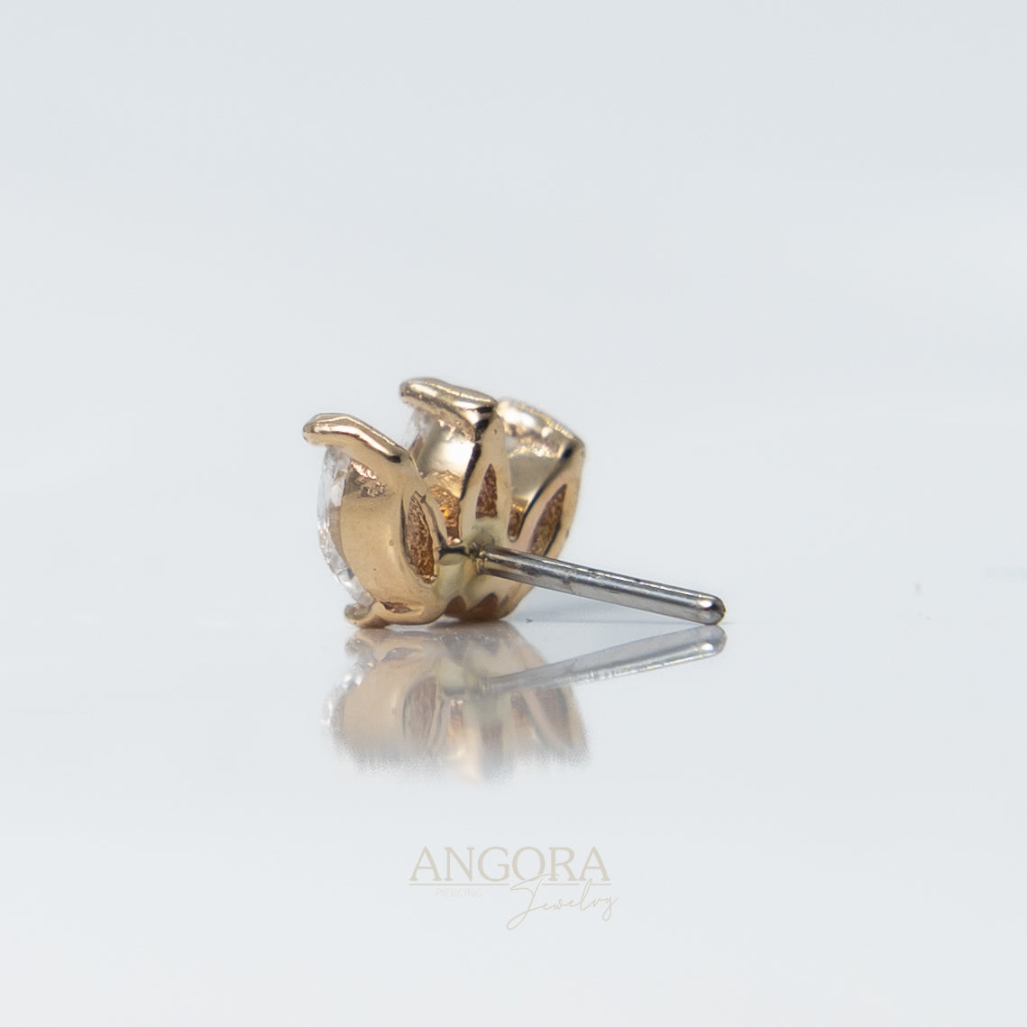 Sea Wave Piercing Jewelry, Little Summer Push Pin solid gold 14k