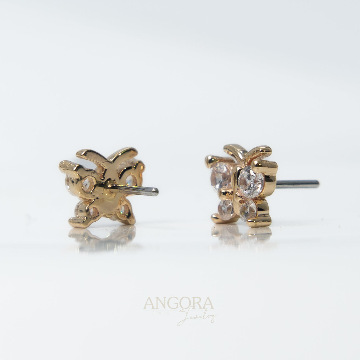 Little Summer Butterfly Piercing Jewelry, 14k Solid Gold Push Pin