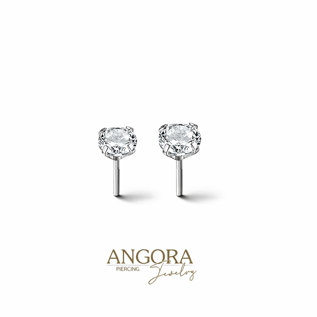 Cubic Zirconia Push Pin silver