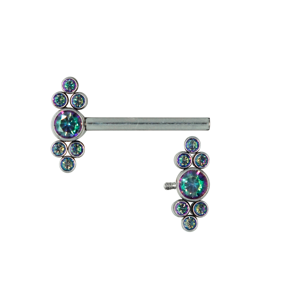 Nipple Double Tree Whit Zircon