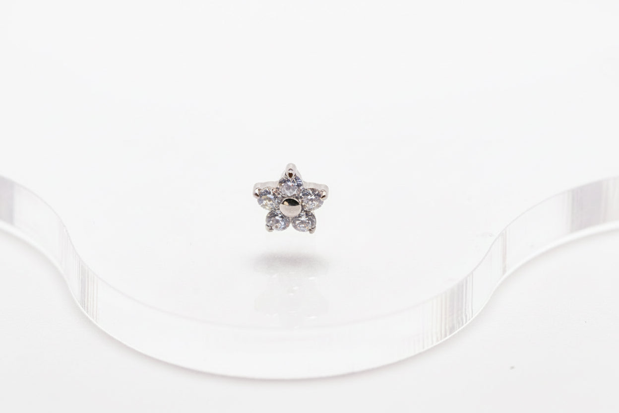 Hexaflower  zircon center titanium