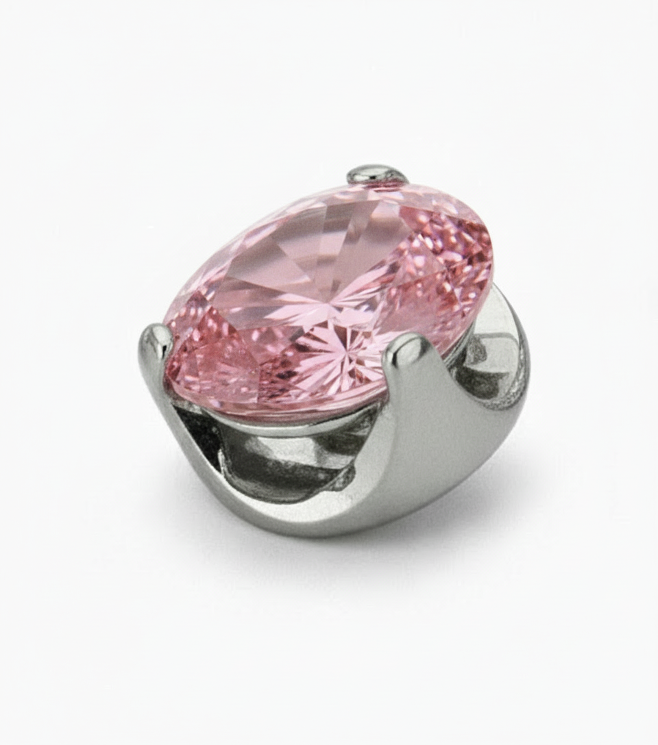 Crown natural zirconia jewel, for lobe piercing, upper lobes, conch.