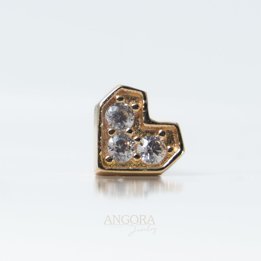Piercing de corazón de verano, broche de oro macizo de 14 k
