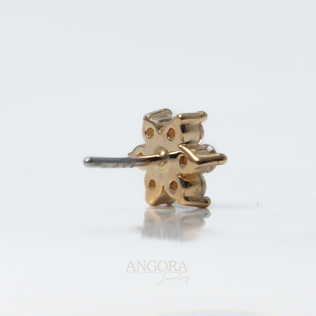 Joyería para piercing de girasol, pequeño broche de verano en oro macizo de 14 quilates.