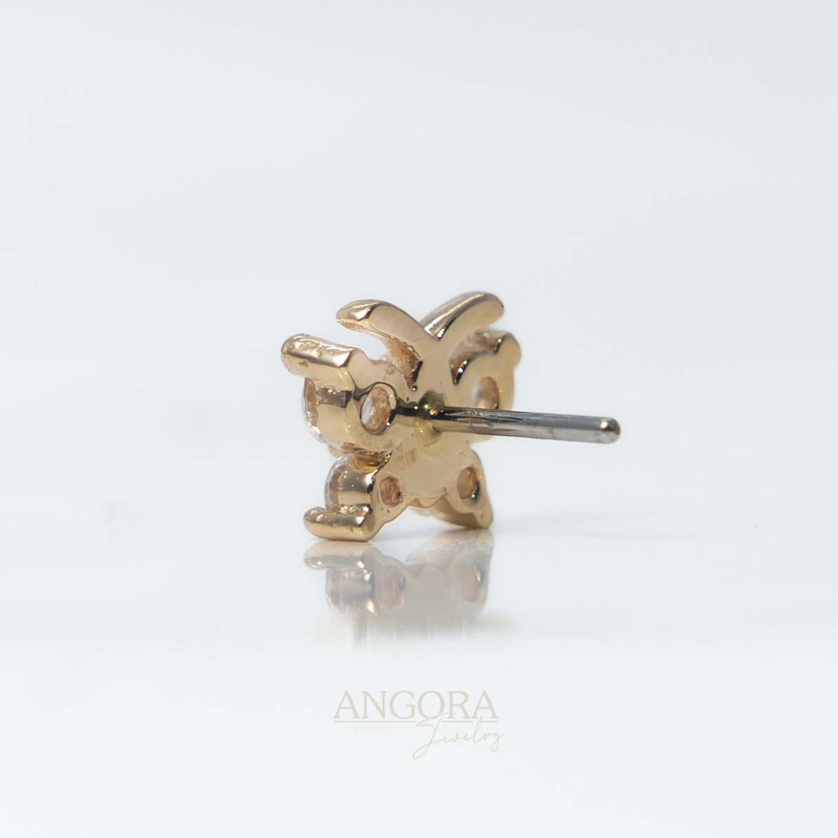 Little Summer Butterfly Piercing Jewelry, 14k Solid Gold Push Pin