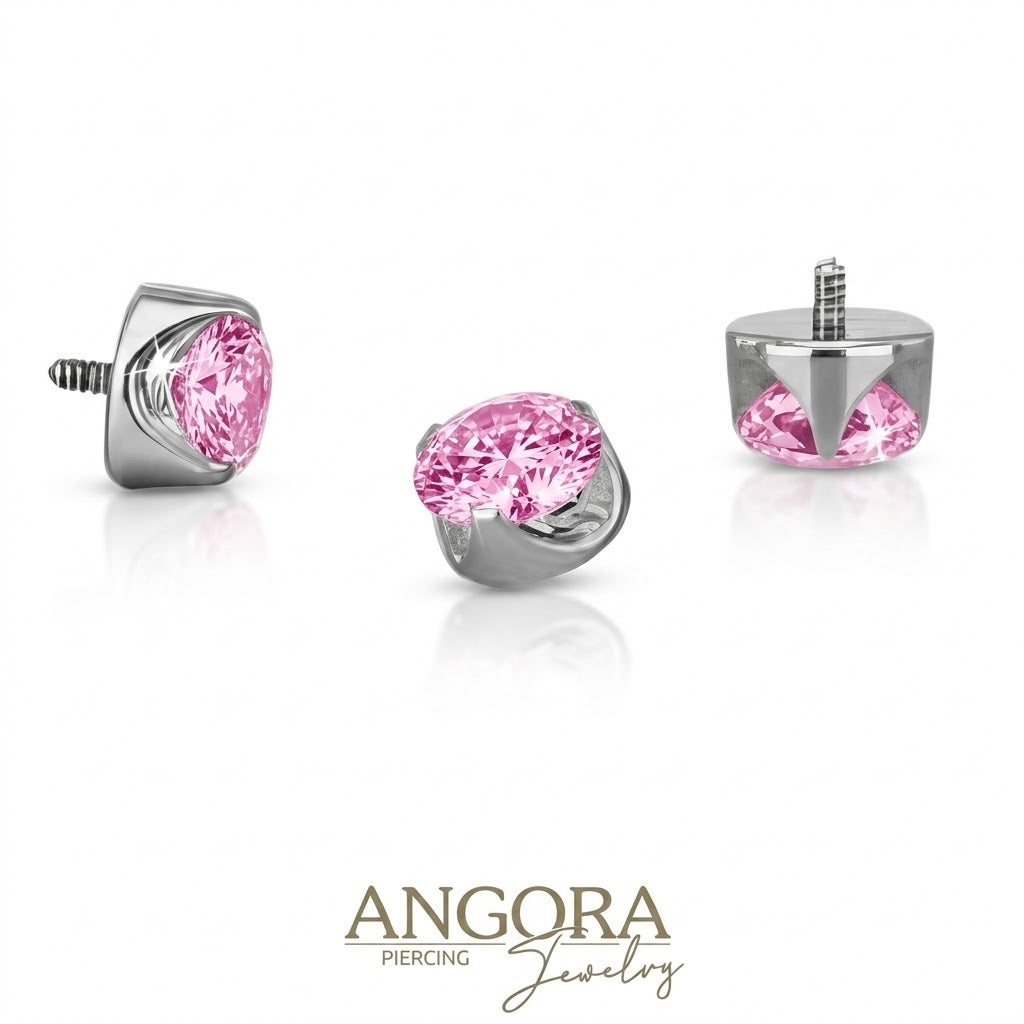 Crown  zirconia jewel, for lobe piercing, upper lobes, conch.