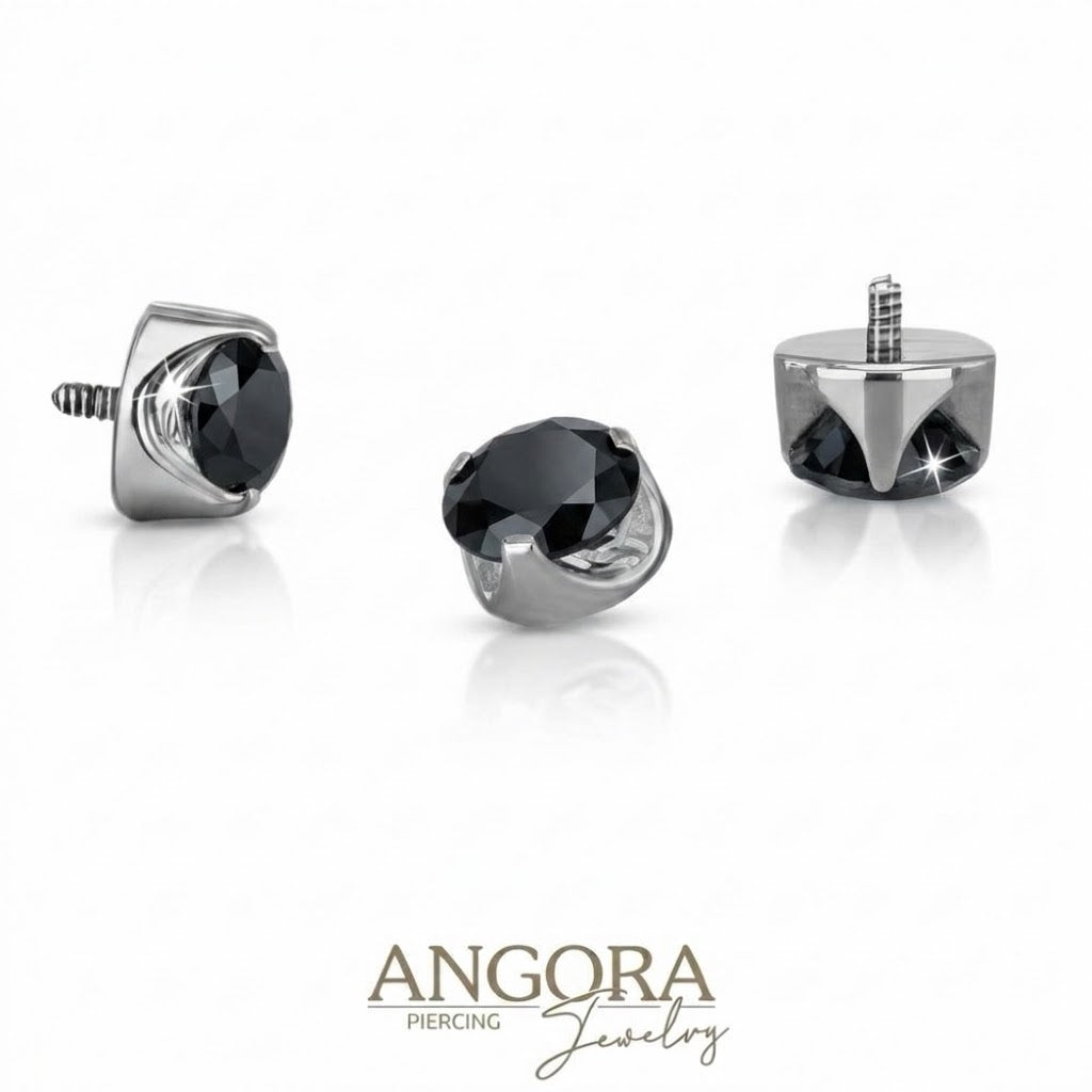 Crown  zirconia jewel, for lobe piercing, upper lobes, conch.