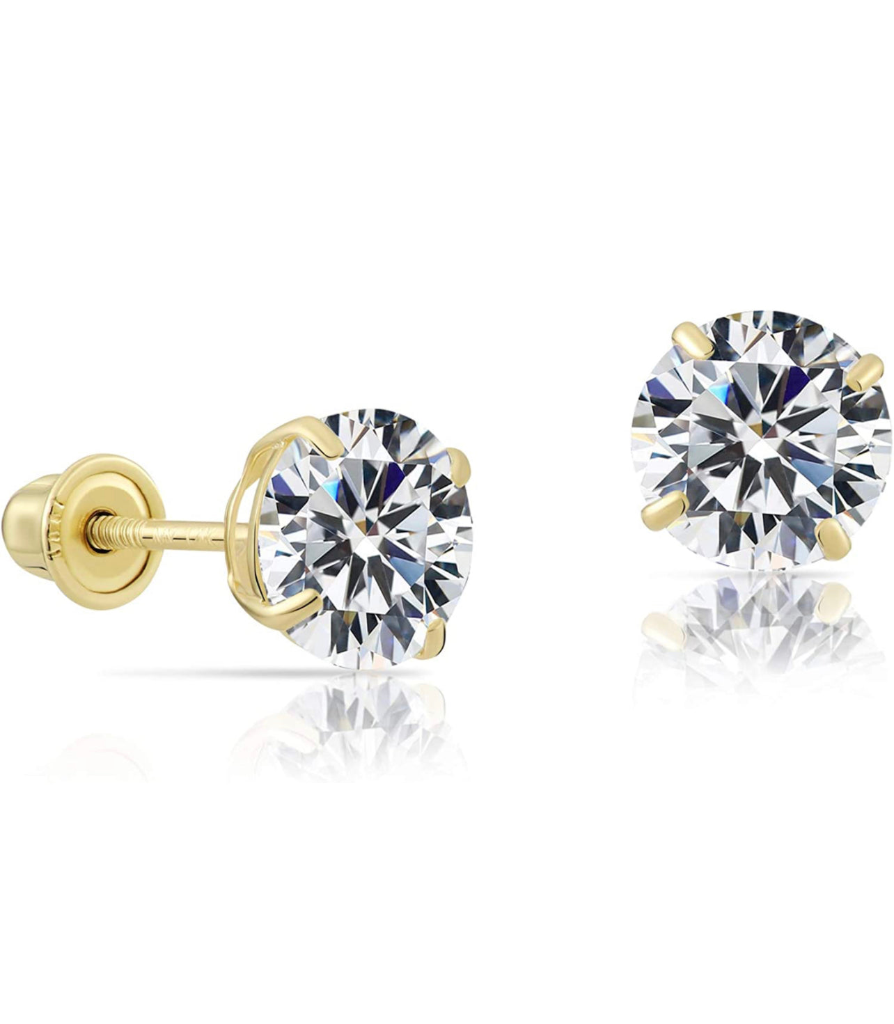 Pendientes de circonita cúbica en oro de 14k