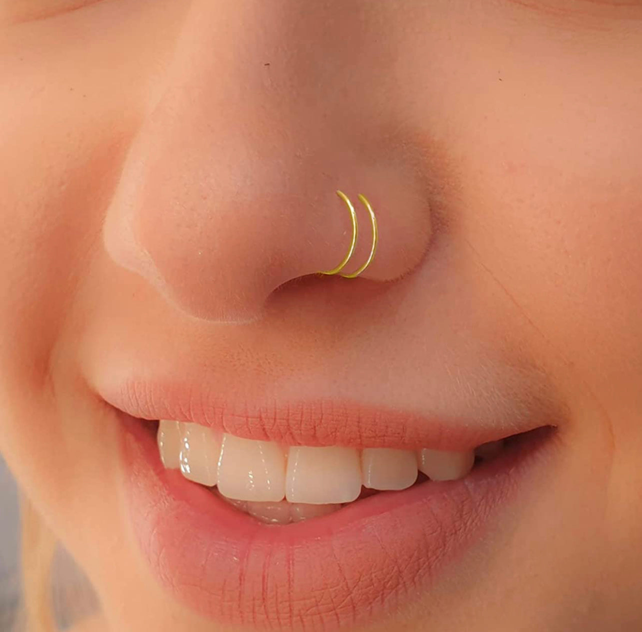 Double Hoop Gold 14k